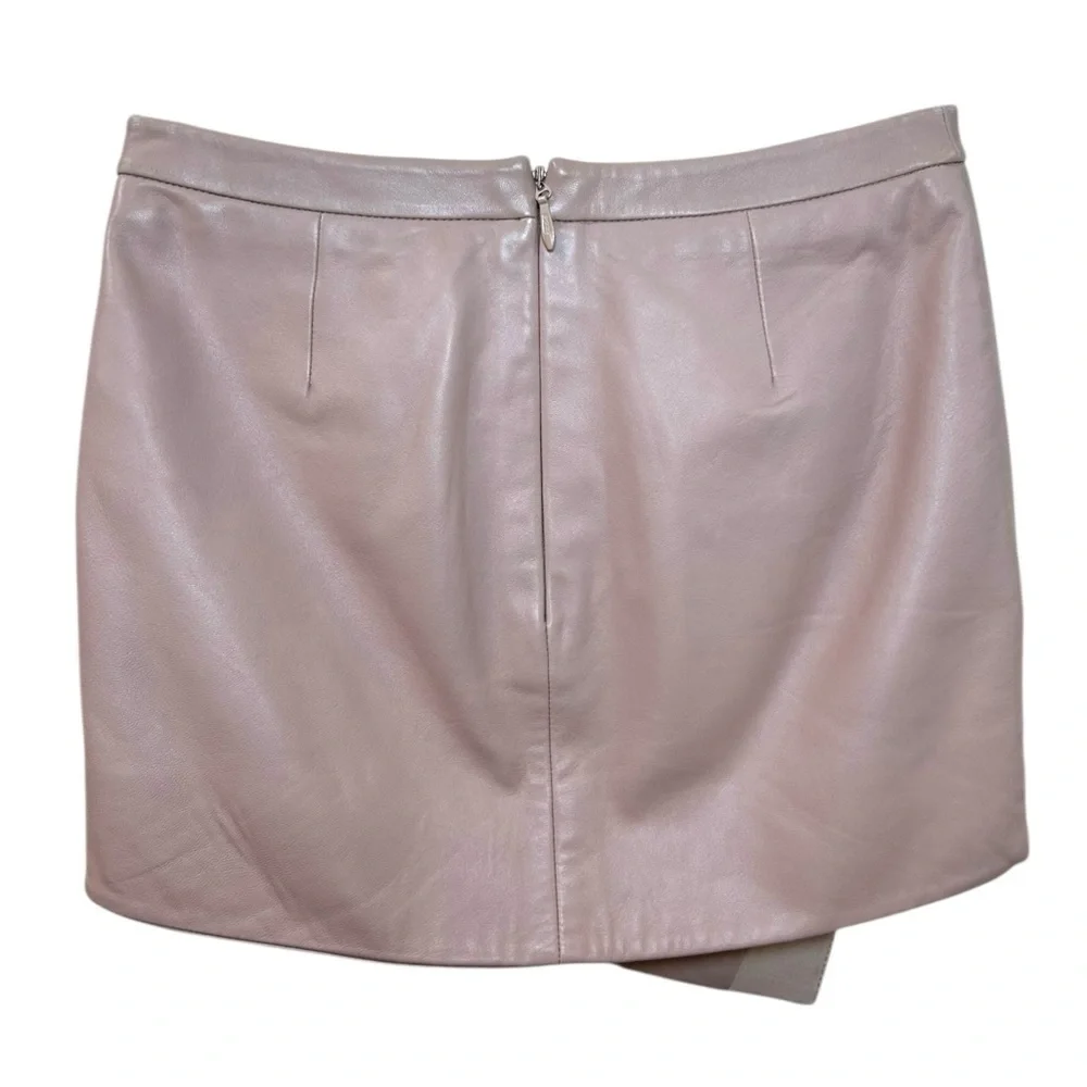 Michelle Mason, Women’s Lambskin Leather Asymmetric Mini Skirt Blush Pink Size 0